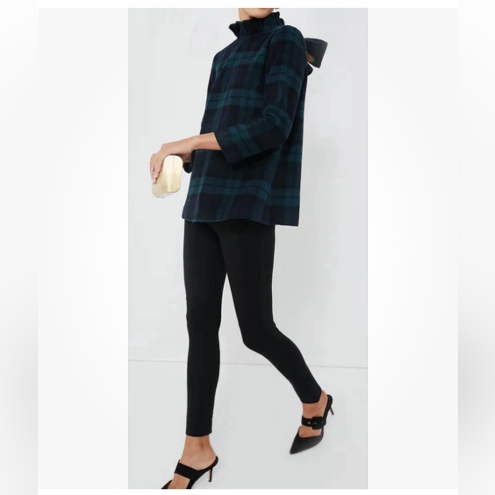 Tuckernuck Blackwatch Plaid Faye Blouse XS Bow Ruffle Collar Holiday Old Money - Picture 12 of 12